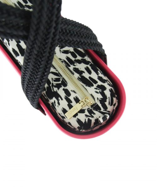 Fushia Mini Tote Bag with interchangeable handles and an inner made of canvas