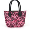 Fushia Heart Mini Tote Bag with interchangeable handles and an inner made of canvas