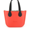 Tangerine Red Mini Tote Bag with interchangeable handles and an inner made of canvas