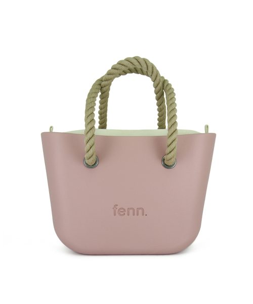 Pink Mini Tote Bag with interchangeable handles and an inner made of canvas