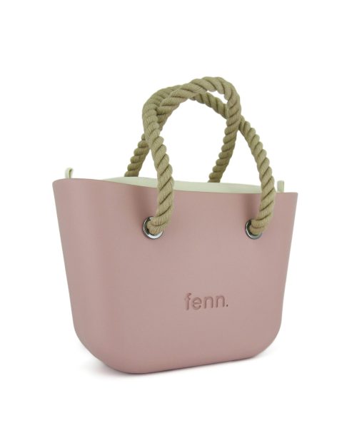 Pink Mini Tote Bag with interchangeable handles and an inner made of canvas