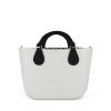 White Mini Tote Bag with interchangeable handles and an inner made of canvas