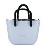 Powdered Blue Mini Tote Bag with interchangeable handles and an inner made of canvas