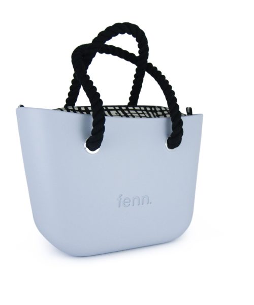 Powdered Blue Mini Tote Bag with interchangeable handles and an inner made of canvas
