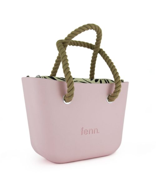 Powdered Pink Mini Tote Bag with interchangeable handles and an inner made of canvas