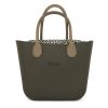 This Army Green Tote Bag features a stunning vinyl exterior that exudes sophistication while the handles and inners are interchangeable