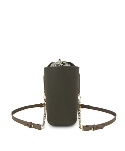 Army Green Mini Tote Bag with interchangeable handles and an inner made of canvas