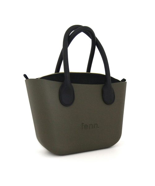 Army Green Mini Tote Bag with interchangeable handles and an inner made of canvas