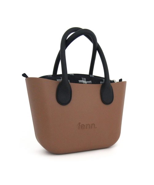 Dark Tan Mini Tote Bag with interchangeable handles and an inner made of canvas