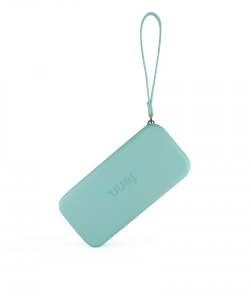 Turquoise Wallet made from vinyl with a canvas interior, and has space for 8 cards