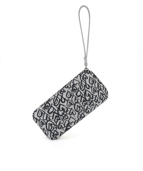 Grey Heart Wallet made from vinyl with a canvas interior, and has space for 8 cards