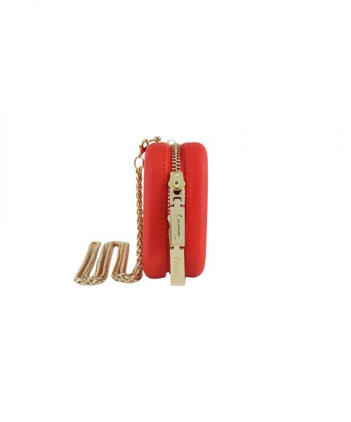 Tangerine Red Wallet made from vinyl with a canvas interior, and has space for 8 cards