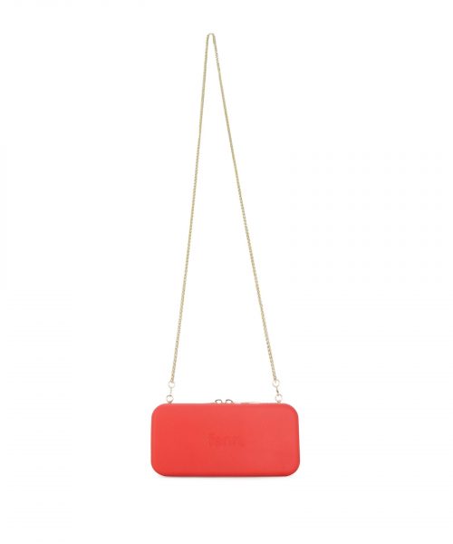 Tangerine Red Wallet made from vinyl with a canvas interior, and has space for 8 cards