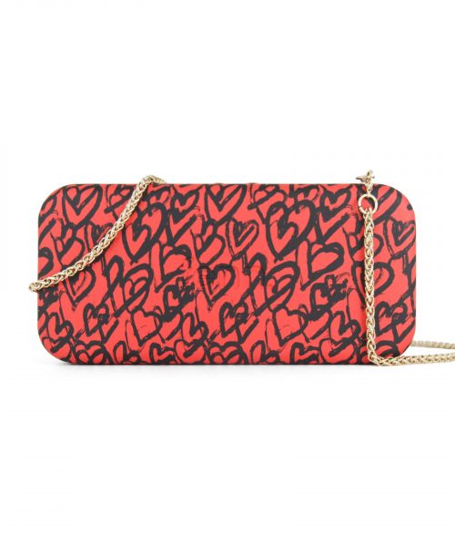 Tangerine Heart Wallet made from vinyl with a canvas interior, and has space for 8 cards