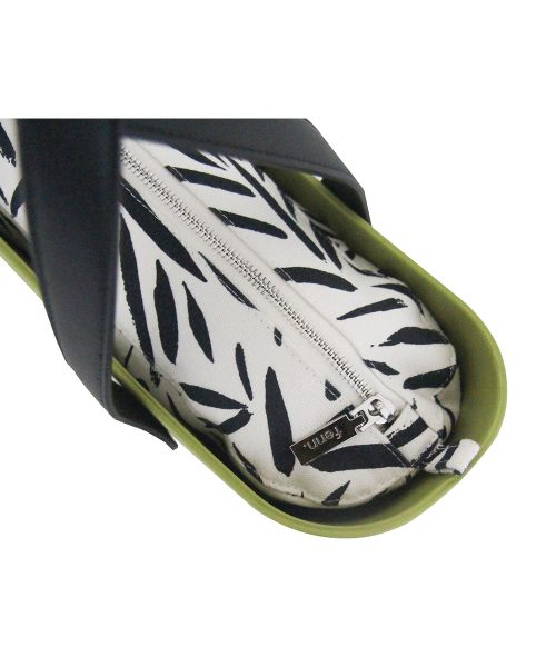 This Lime Tote Bag features a stunning vinyl exterior that exudes sophistication while the handles and inners are interchangeable