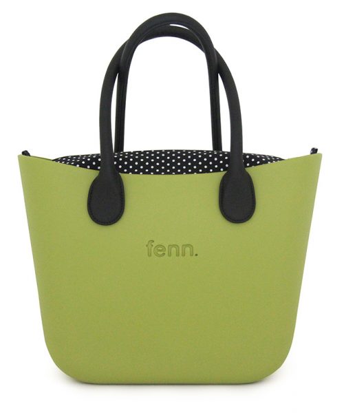 This Lime Tote Bag features a stunning vinyl exterior that exudes sophistication while the handles and inners are interchangeable