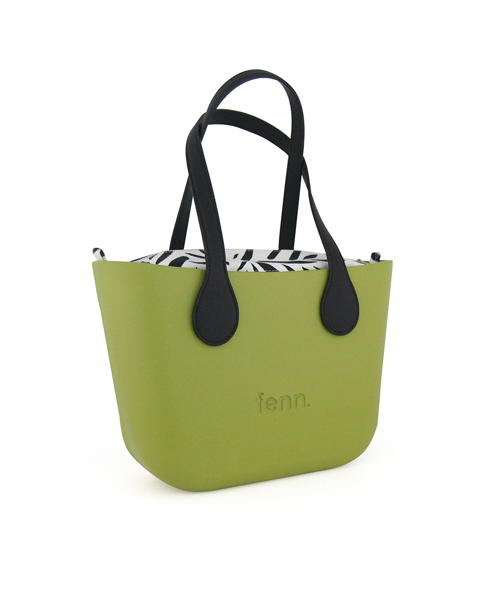 LIME-009-9061-(2) Lime Mini Tote Bag with interchangeable handles and an inner made of canvas