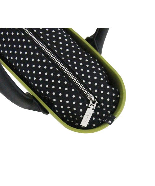 Lime Mini Tote Bag with interchangeable handles and an inner made of canvas