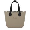 This Stone Tote Bag features a stunning vinyl exterior that exudes sophistication while the handles and inners are interchangeable