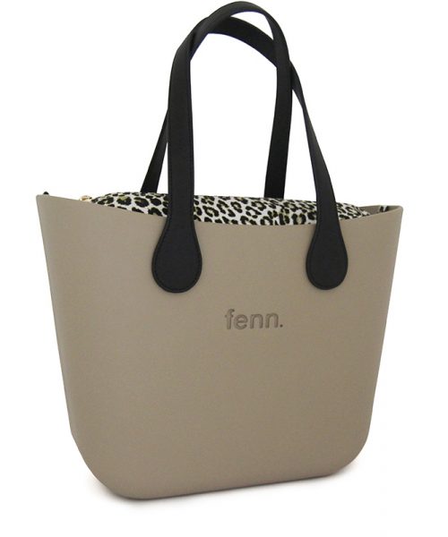 This Stone Tote Bag features a stunning vinyl exterior that exudes sophistication while the handles and inners are interchangeable