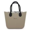 This Stone Tote Bag features a stunning vinyl exterior that exudes sophistication while the handles and inners are interchangeable