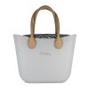 This Light Grey Tote Bag features a stunning vinyl exterior that exudes sophistication while the handles and inners are interchangeable