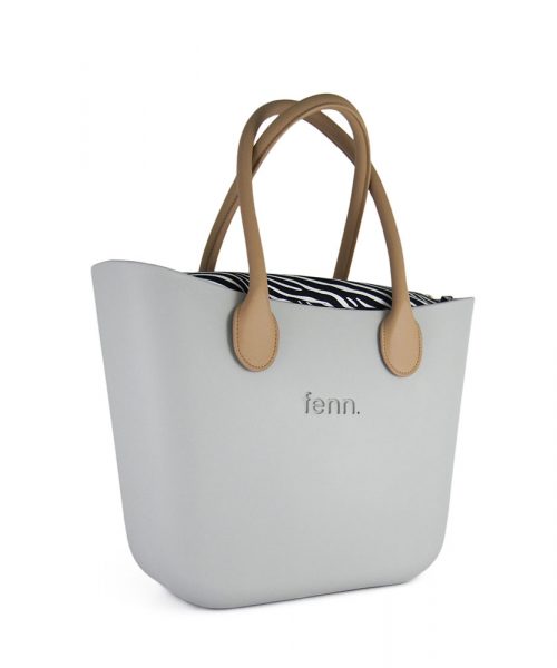 This Light Grey Tote Bag features a stunning vinyl exterior that exudes sophistication while the handles and inners are interchangeable