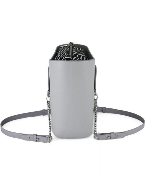 Light Grey Mini Tote Bag with interchangeable handles and an inner made of canvas